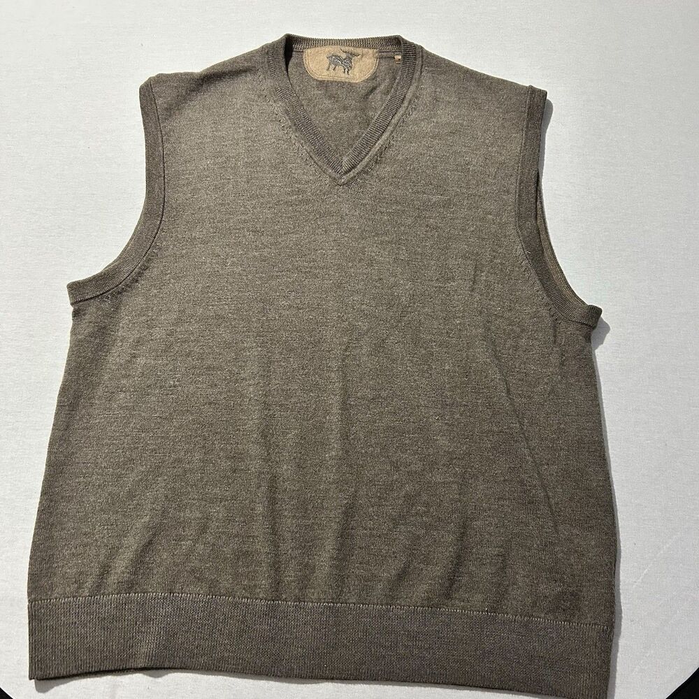 Raffi Merino Wool Pullover Sweater Vest Size XL In Brown Preppy Academia Classic